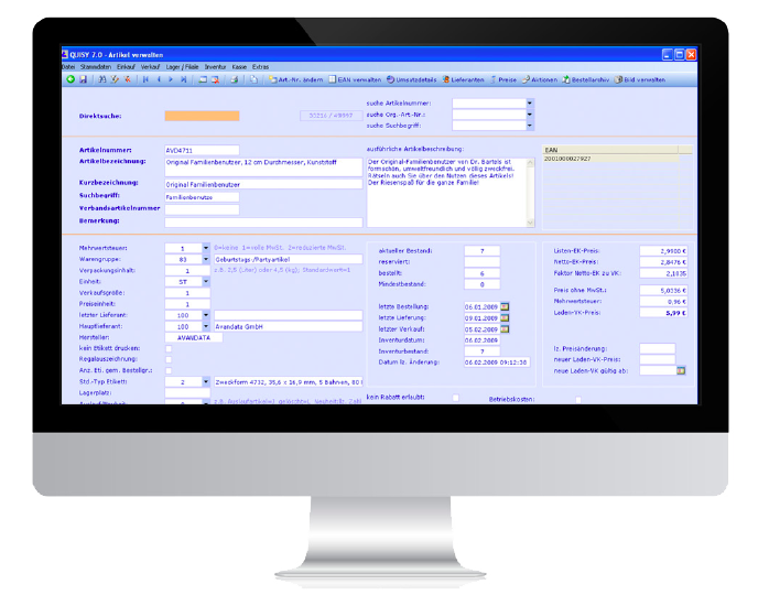 Artikelverwaltung Warenwirtschaft